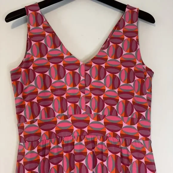 Garnet Hill Modern Geo Surplice Maxi Dress Women's Size 8P Red Pink Beach Summer - Picture 8 of 14